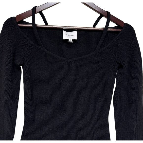 Reformation Romey Women's Sweater Rib Merino Wool Black Off Shoulder Small NWOT - Picture 4 of 11